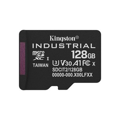 Kingston 128GB Industrial, microSDXC -muistikortti, TLC pSLC, UHS-1 V30 U3 A1, 100/80 MB/s