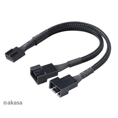 Akasa Y-haaroitin 4-Pin PWM muunnos -> 2x 4-Pin PWM, 15cm, musta