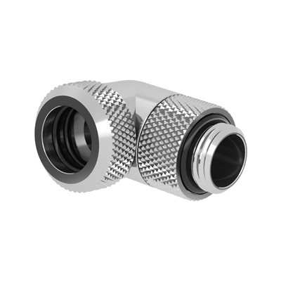 Barrow Multi-Link Adapter, 90°, G1/4" -> 12mm kova putki, kierrettävä, hopea