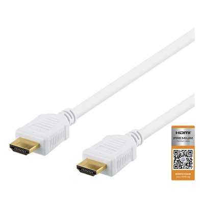 Deltaco 2.0 HDMI -näyttökaapeli, 3m, valkoinen