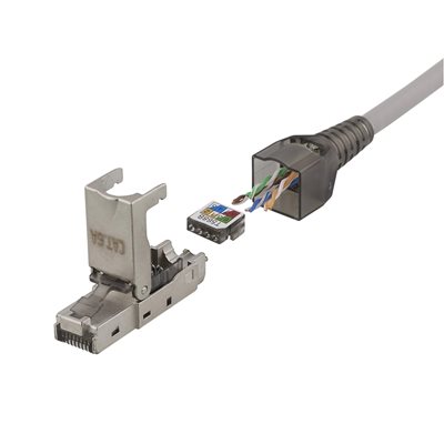 Deltaco FTP Cat6a suojattu RJ-45-liitin, Tool-free, metallia