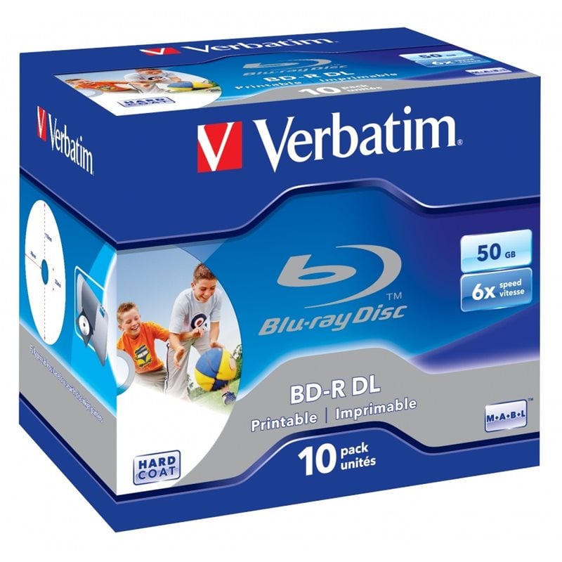 Verbatim BD-R DL 50GB, 6x, printable, jewel case, 10kpl