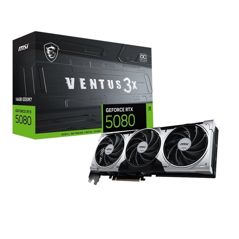 MSI GeForce RTX 5080 VENTUS 3X OC PLUS -näytönohjain, 16GB GDDR7