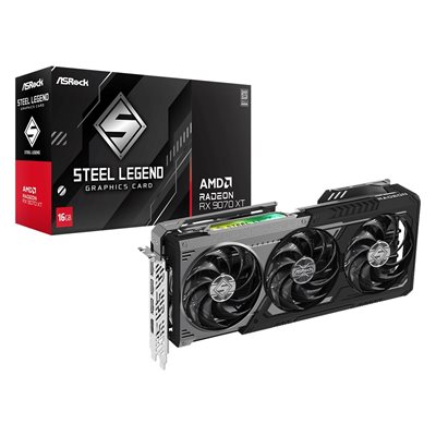 ASRock Radeon RX 9070 XT Steel Legend Dark -näytönohjain, 16GB GDDR6