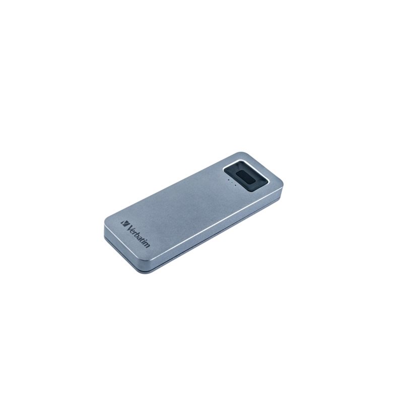 Verbatim 1TB Executive Secure, salattu ulkoinen SSD-levy, sormenjälkitunnistuksella, 3.2 Gen1 USB-C, harmaa
