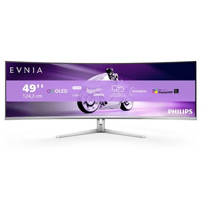 Philips 48,9" Evnia 8000 49M2C8900, kaareva 240Hz pelimonitori, valkoinen