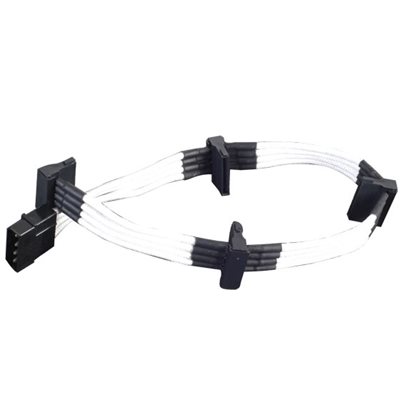 SilverStone Modauskaapeli, 1x 4-pin Molex muunto 4x SATA, valkoinen