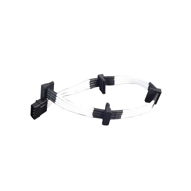 SilverStone Modauskaapeli, 1x 4-pin Molex muunto 4x SATA, valkoinen