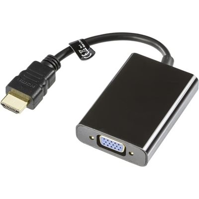 Deltaco HDMI - VGA-sovitin 3.5mm ääniliitännällä,0,2m. musta