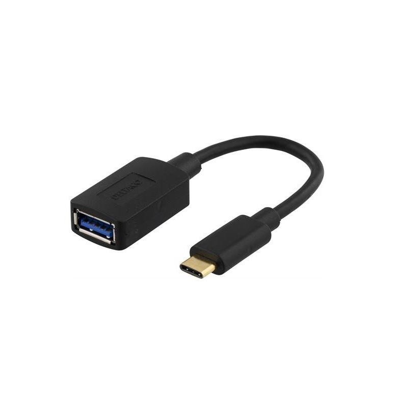 Deltaco USB 3.1 -adapteri, Gen1, Type C uros -> Type A naaras, 0,15m
