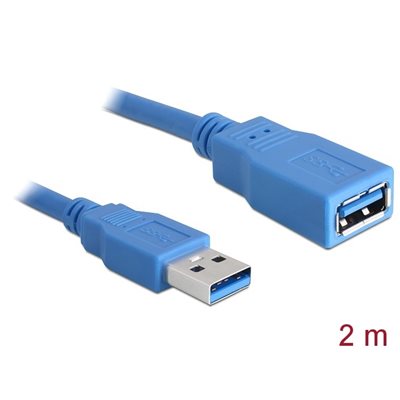 DeLock 3.2 Gen1 USB-A -jatkokaapeli, uros-naaras, 2m, sininen