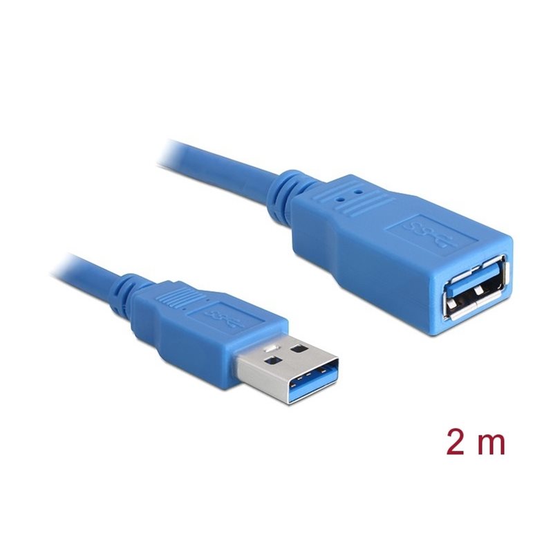 DeLock 3.0 USB-A -jatkokaapeli, uros-naaras, 2m, sininen