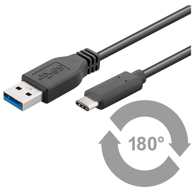 MicroConnect 3.2 Gen1 USB-C - USB-A -kaapeli, 2m, musta