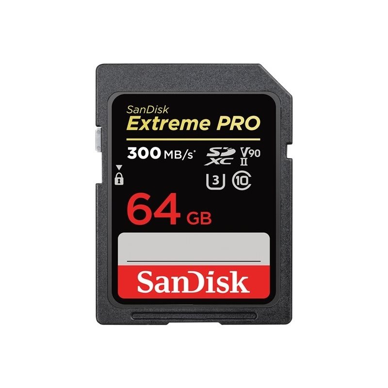Sandisk 64GB Extreme PRO, SDXC -muistikortti, UHS-II U3, jopa 300/260 MB/s