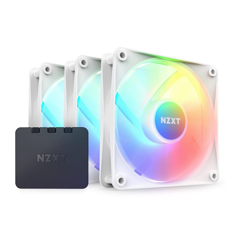 NZXT F120 RGB Core - Triple Pack, 120mm PWM-laitetuuletinsarja + RGB-kontrolleri, valkoinen