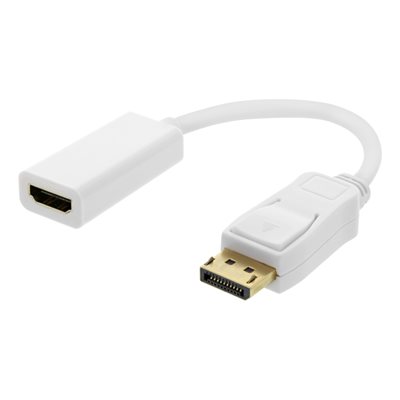 Deltaco DisplayPort - HDMI -adapteri, 4K60Hz, valkoinen