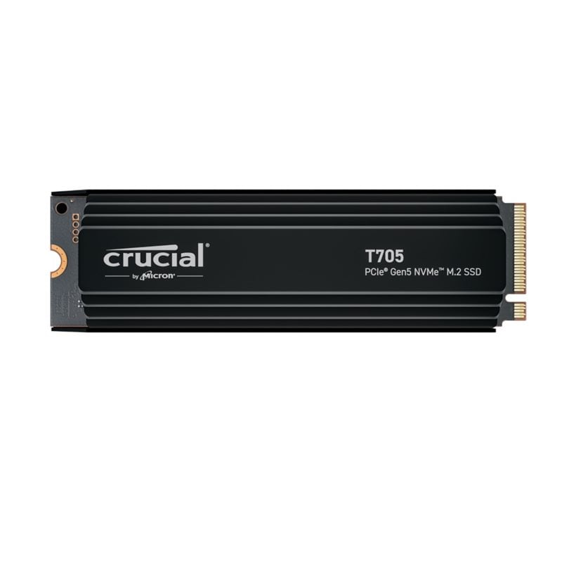 Crucial 1TB T705 PCIe Gen5 NVMe SSD with heatsink, M.2 2280, 13 600/10 200 MB/s