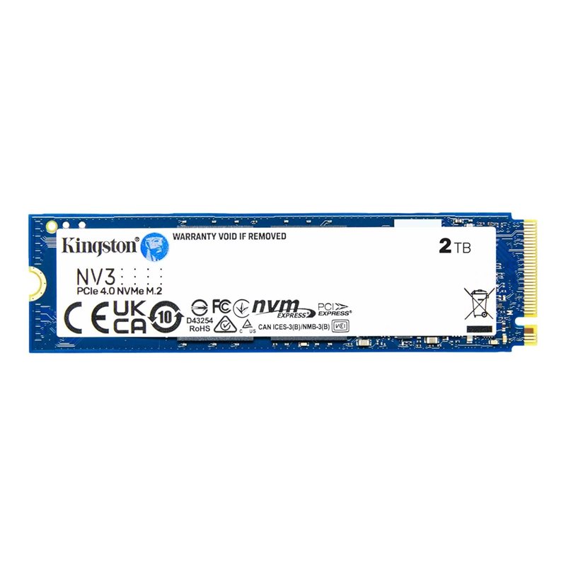 Kingston 2TB NV3 PCIe 4.0 NVMe SSD-levy, M.2 2280, 6000/5000 MB/s