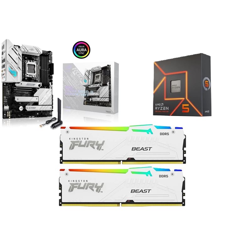 Asus ROG STRIX B650-A GAMING WIFI + Ryzen 5 7600X + 32GB DDR5 RGB 6000MHz -tuotepaketti