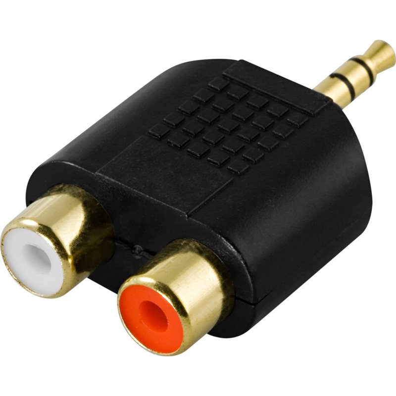 Deltaco 2x RCA naaras -> 3,5mm uros -adapteri, musta