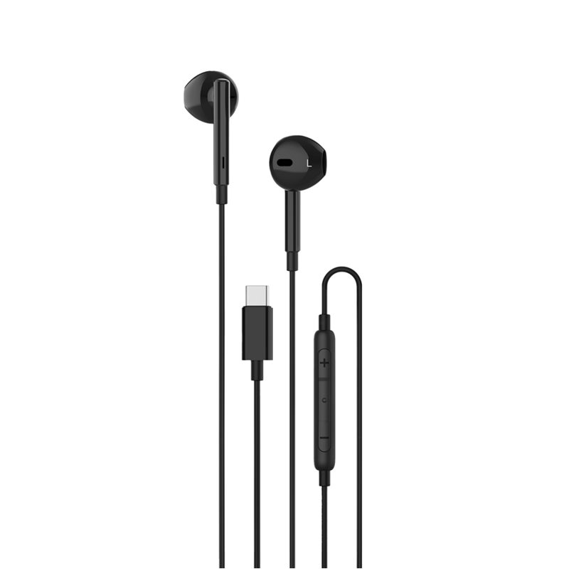 Unisynk in-ear nappikuulokkeet mikrofonilla ja säätimellä, USB-C, musta