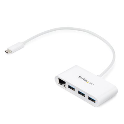 StarTech.com 3.2 Gen1 USB-C-hubi, 3x USB-A, RJ-45, valkoinen
