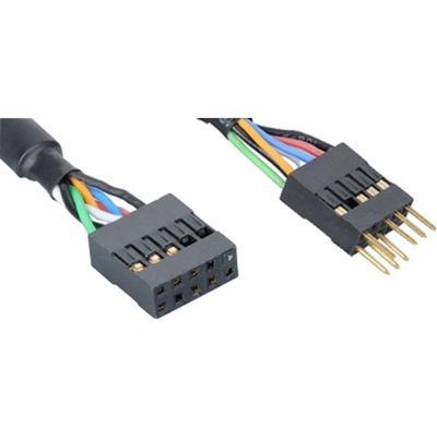 Akasa Sisäinen Firewire jatkokaapeli, uros-naaras, 40cm, musta