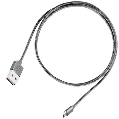 SilverStone CPU01C Symmetrinen USB-A - symmetrinen USB Micro-B kaapeli, 1m punottu, hiilenharmaa