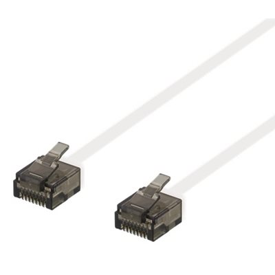 Deltaco U/UTP Cat6a litteä laitekaapeli, 1m, valkoinen