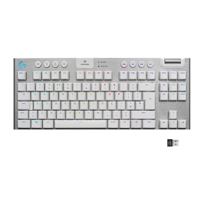 Logitech (Outlet) G915 TKL, langaton mekaaninen LIGHTSPEED-RGB -pelinäppäimistö, GL Tactile, valkoinen/harma