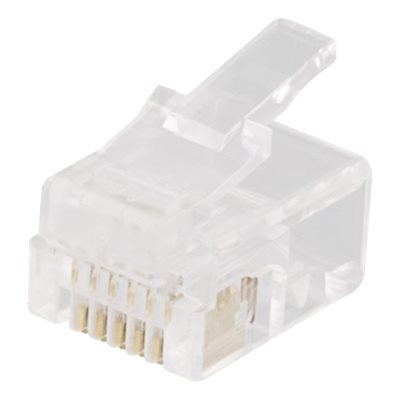 Deltaco RJ-12 6P6C -modulaariliitin, läpinäkyvä, 20kpl