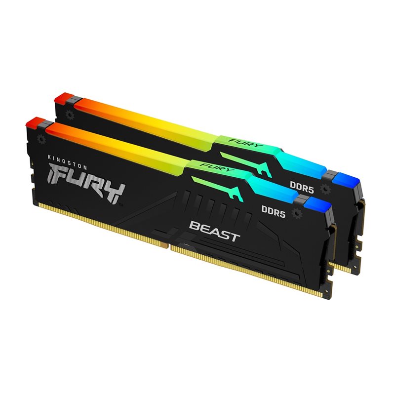 Kingston 16GB (2 x 8GB) FURY Beast DDR5 RGB, DDR5 5600MHz, CL40, 1.25V, musta