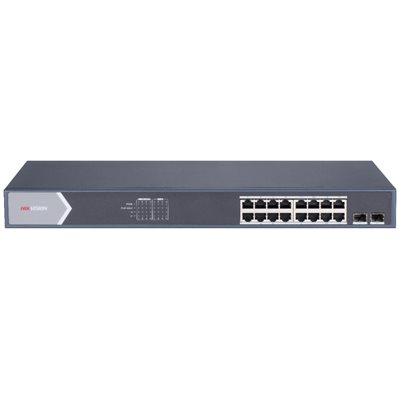 Hikvision DS-3E1518P-SI, 16 port Fast Ethernet Smart PoE Switch, 225W, sininen
