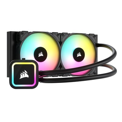Corsair iCUE H100x RGB ELITE, 240mm AIO-nestejäähdytysratkaisu prosessorille, musta