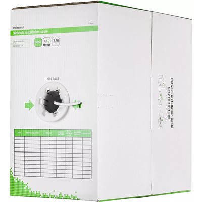 Deltaco U/UTP Cat6 asennuskaapeli, LSZH, 305m laatikko, valkoinen