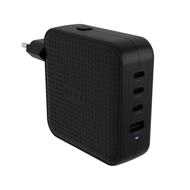 Targus 100W HyperJuice GaN-verkkovirtalaturi, 3x USB-C PD3.0, USB-A, musta