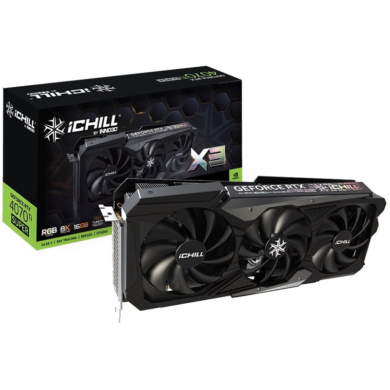 INNO3D GeForce RTX 4070 Ti SUPER iCHILL X3 -näytönohjain, 16GB GDDR6X