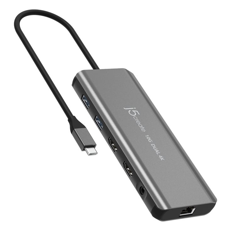 j5create USB-C Dual 4K HDMI 10GBPS Mini Dock -adapteri, hopea