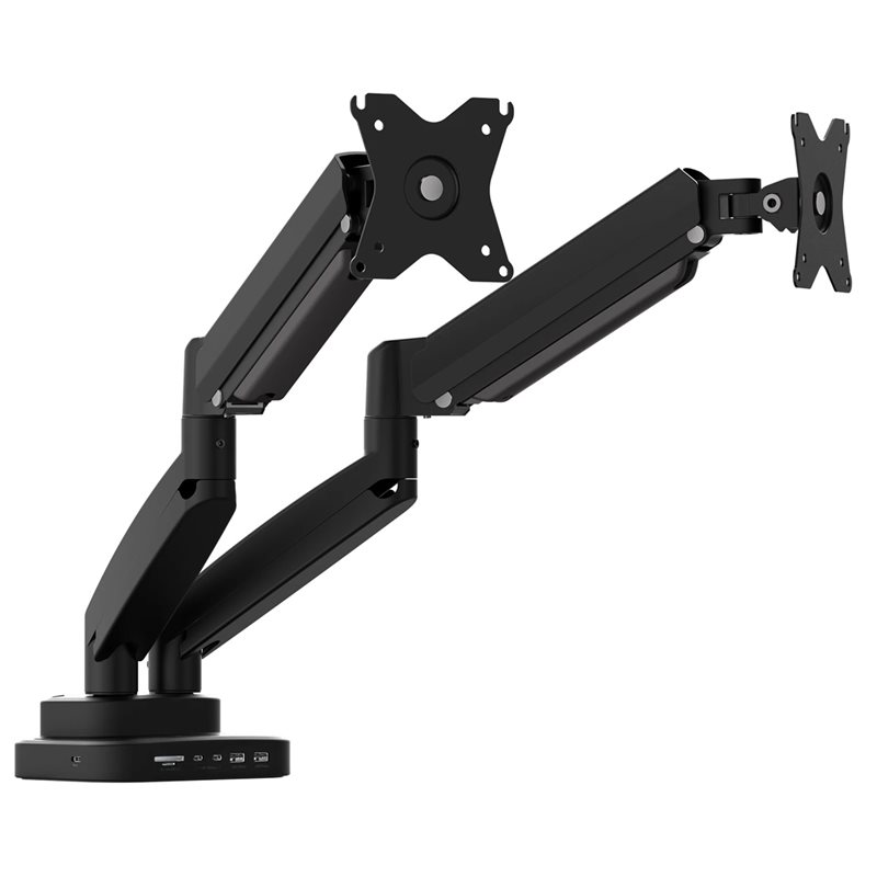 j5create 17-32" x2 Dual Monitor Mount With Docking Station, -pöytäteline kahdelle näytölle telakointiasemalla