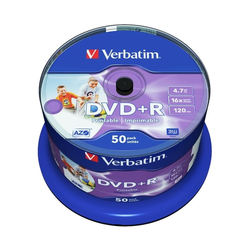 Verbatim DVD+R 4,7GB/120min, 16x, printable, spindle, 50kpl