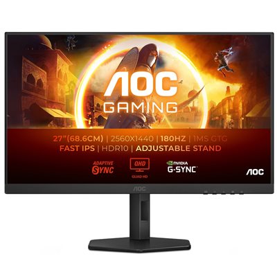 AOC 27" Q27G4XF, 180Hz QHD-pelimonitori, musta