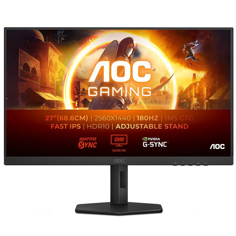 AOC 27" Q27G4XF, 180Hz QHD-pelimonitori, musta