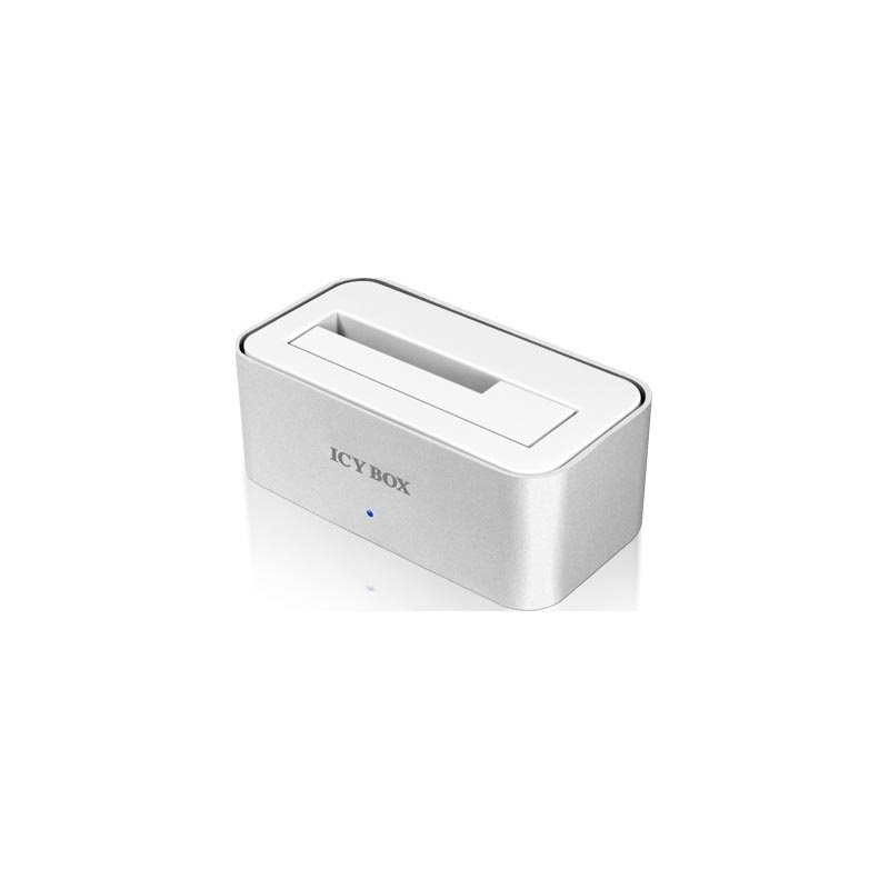 IcyBox USB3 suoratelakka 2,5" & 3,5" SATA-levyille, hopea