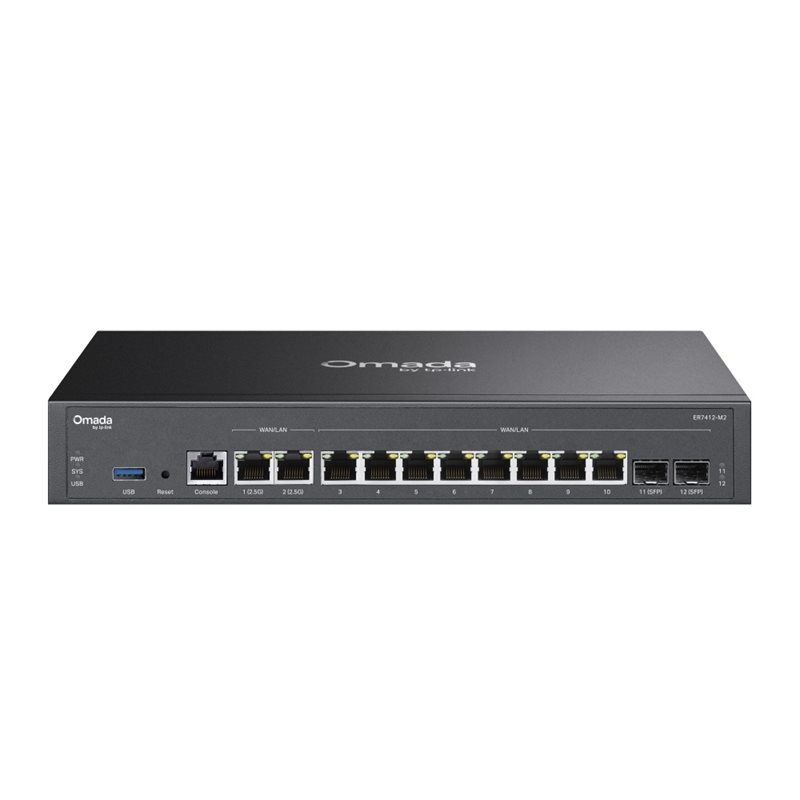 TP-Link Omada ER7412-M2, Multi-Gigabit VPN -reititin, musta