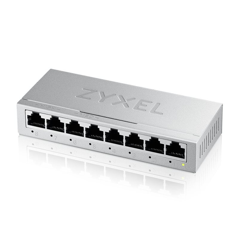 ZyXEL GS-108B v5, 8-porttinen Gigabit-kytkin, hallitsematon, hopea