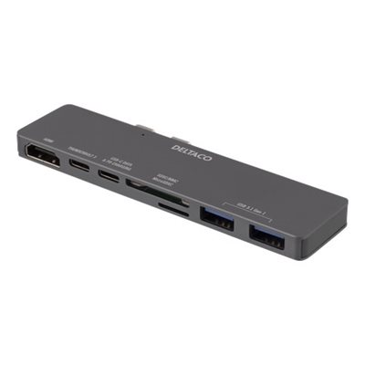Deltaco USB-C-telakointiasema MacBook Prolle, 2016 ja uudemmat mallit (Poistotuote! Norm. 83€)