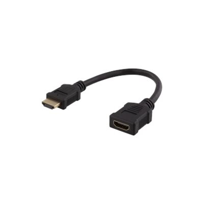 Deltaco HDMI-sovitin, uros -> naaras, 0,2m, musta