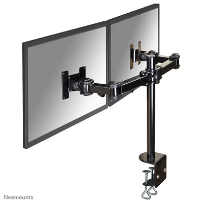 Neomounts 10-27" x2 Monitor Desk Mount, näyttövarsi pöydälle kahdelle näytölle, musta