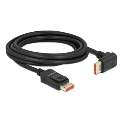 DeLock DisplayPort 1.4 -näyttökaapeli, suora -> 90° ylös, 3m, musta