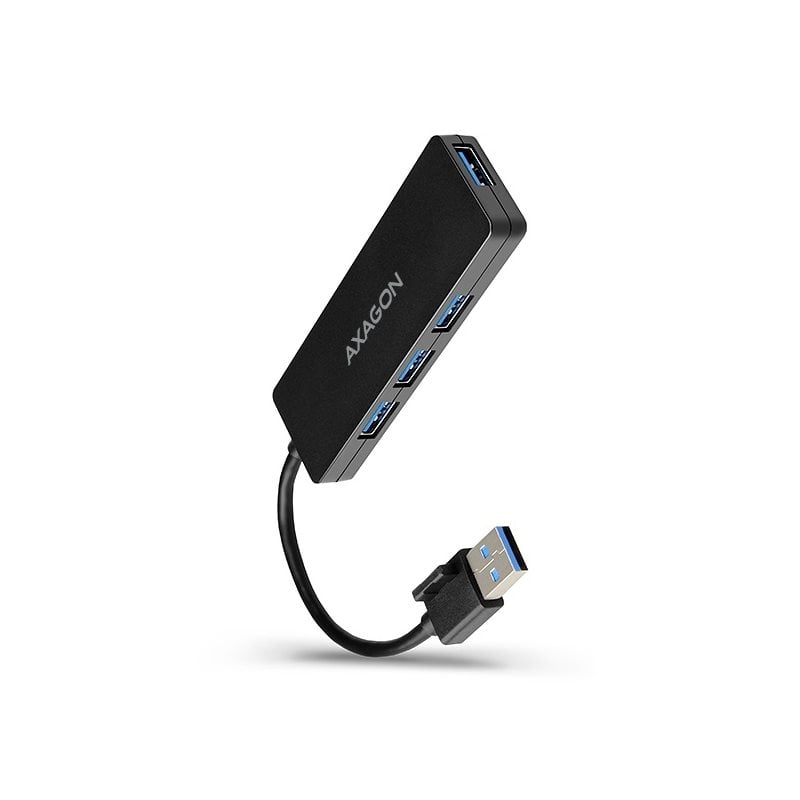 AXAGON 3.2 Gen 1 USB-A-hubi, 4x USB-A, 0,14m, musta